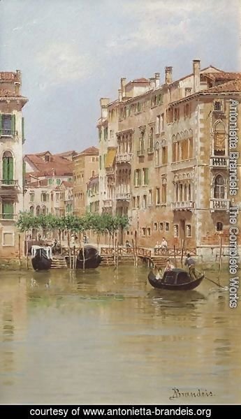 Antonietta Brandeis - A view on a canal in Venice