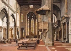 Antonietta Brandeis - The Interior Of Santa Croce, Florence