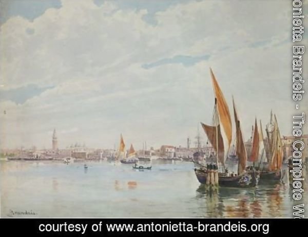 Antonietta Brandeis - Boats On The Lagoon With The Doge's Palace In The Distance