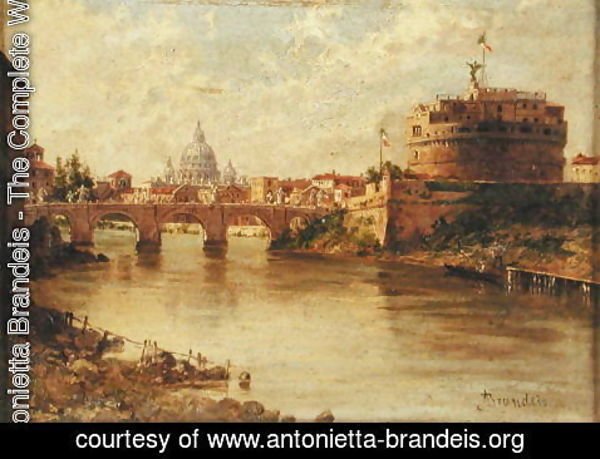 Antonietta Brandeis - Castel Sant'Angelo and St. Peter's from the Tiber