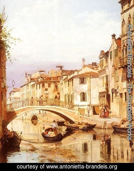 Antonietta Brandeis - A Gondola On A Venetian Backwater Canal